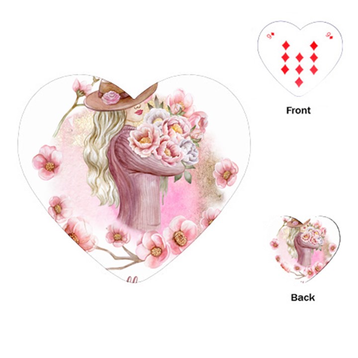 Women with flower Playing Cards Single Design (Heart)