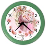 Women with flower Color Wall Clock Front