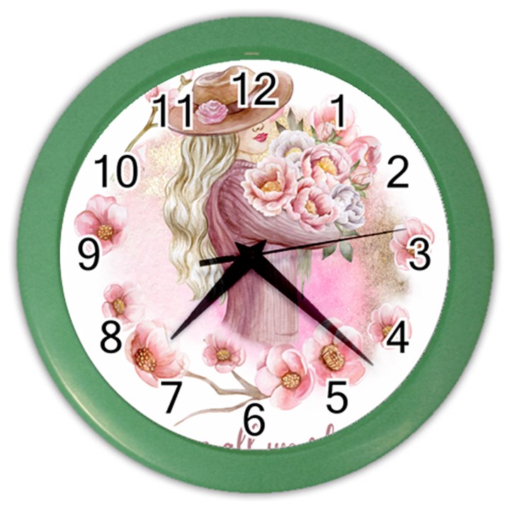 Women with flower Color Wall Clock