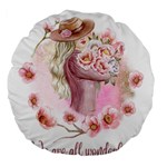 Women with flower Large 18  Premium Flano Round Cushions Front