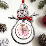 Women with flower Metal Snowman Ornament Front