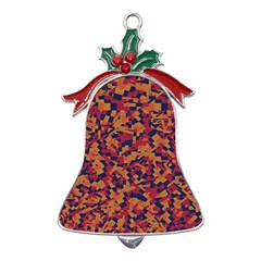 Kaleidoscope Dreams  Metal Holly Leaf Bell Ornament by dflcprintsclothing