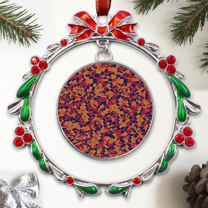 Kaleidoscope Dreams  Metal X mas Wreath Ribbon Ornament