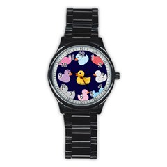 Duck Pattern Stainless Steel Round Watch by NerdySparkleGoth