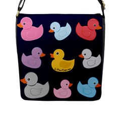 Duck Pattern Flap Closure Messenger Bag (l) by NerdySparkleGoth