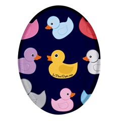 Duck Pattern Oval Glass Fridge Magnet (4 Pack) by NerdySparkleGoth