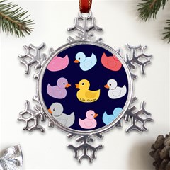 Duck Pattern Metal Large Snowflake Ornament by NerdySparkleGoth