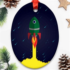 Rocket Halftone Astrology Astronaut Ornament (oval) by Bangk1t