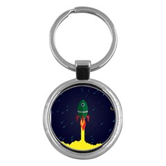 Rocket Halftone Astrology Astronaut Key Chain (round) by Bangk1t