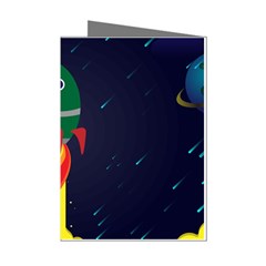 Rocket Halftone Astrology Astronaut Mini Greeting Cards (pkg Of 8) by Bangk1t