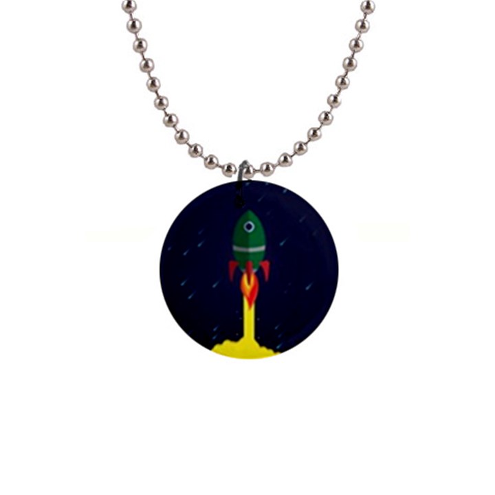 Rocket Halftone Astrology Astronaut 1  Button Necklace