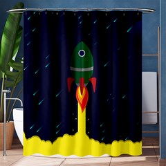 Rocket Halftone Astrology Astronaut Shower Curtain 60  X 72  (medium)  by Bangk1t