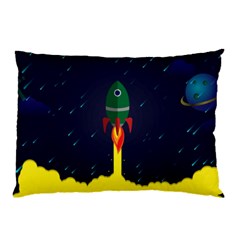 Rocket Halftone Astrology Astronaut Pillow Case (two Sides) by Bangk1t