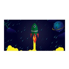 Rocket Halftone Astrology Astronaut Satin Wrap 35  X 70  by Bangk1t