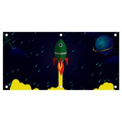 Rocket Halftone Astrology Astronaut Banner And Sign 4  X 2  by Bangk1t