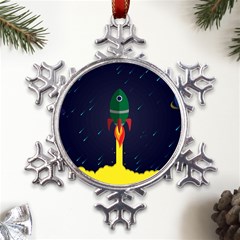 Rocket Halftone Astrology Astronaut Metal Large Snowflake Ornament by Bangk1t