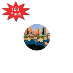 City Buildings Urban Dawn 1  Mini Magnets (100 Pack)  by Bangk1t