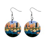 City Buildings Urban Dawn Mini Button Earrings Front