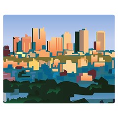 City Buildings Urban Dawn Two Sides Premium Plush Fleece Blanket (medium) by Bangk1t