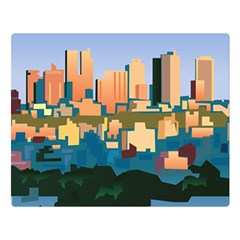 City Buildings Urban Dawn Two Sides Premium Plush Fleece Blanket (large) by Bangk1t