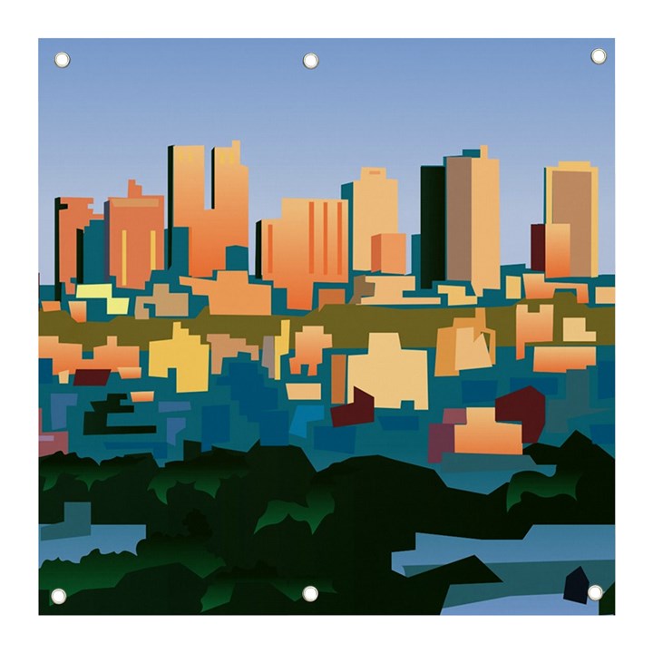 City Buildings Urban Dawn Banner and Sign 3  x 3 