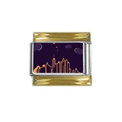 Skyscraper Town Urban Towers Gold Trim Italian Charm (9mm) by Bangk1t