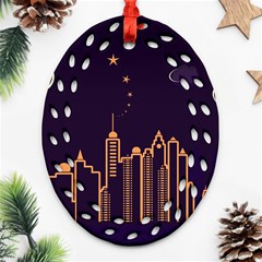 Skyscraper Town Urban Towers Oval Filigree Ornament (two Sides) by Bangk1t