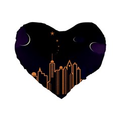 Skyscraper Town Urban Towers Standard 16  Premium Flano Heart Shape Cushions by Bangk1t