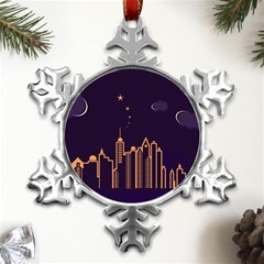 Skyscraper Town Urban Towers Metal Small Snowflake Ornament by Bangk1t