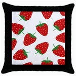 Seamless Pattern Fresh Strawberry Throw Pillow Case (Black) Front