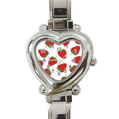 Seamless Pattern Fresh Strawberry Heart Italian Charm Watch by Bangk1t