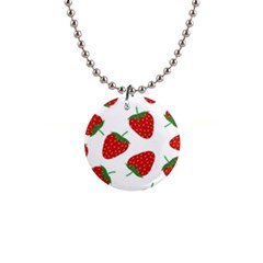 Seamless Pattern Fresh Strawberry 1  Button Necklace by Bangk1t