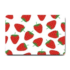 Seamless Pattern Fresh Strawberry Small Doormat by Bangk1t