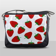 Seamless Pattern Fresh Strawberry Messenger Bag by Bangk1t