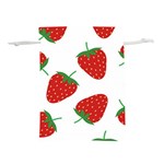 Seamless Pattern Fresh Strawberry Lightweight Drawstring Pouch (M) Front