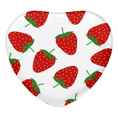 Seamless Pattern Fresh Strawberry Heart Glass Fridge Magnet (4 Pack) by Bangk1t