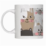 Cute Cats Seamless Pattern White Mug Left