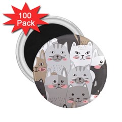 Cute Cats Seamless Pattern 2 25  Magnets (100 Pack)  by Bangk1t