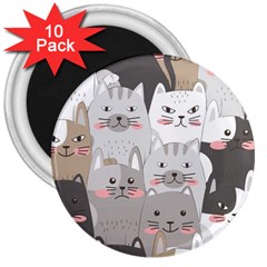 Cute Cats Seamless Pattern 3  Magnets (10 Pack)  by Bangk1t