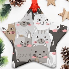 Cute Cats Seamless Pattern Star Ornament (two Sides) by Bangk1t