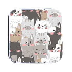 Cute Cats Seamless Pattern Square Metal Box (black) by Bangk1t