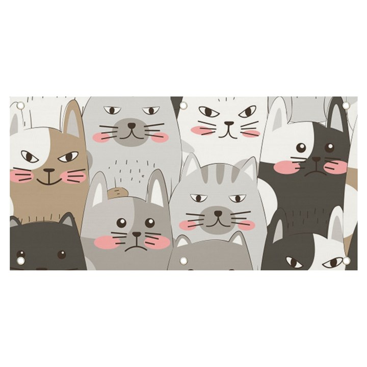 Cute Cats Seamless Pattern Banner and Sign 4  x 2 