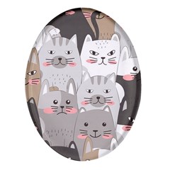 Cute Cats Seamless Pattern Oval Glass Fridge Magnet (4 Pack) by Bangk1t