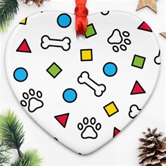 Dog Paw Seamless Pattern Footprint Bone Heart Ornament (two Sides) by Bangk1t