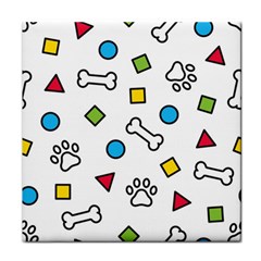 Dog Paw Seamless Pattern Footprint Bone Face Towel by Bangk1t