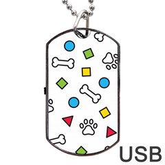 Dog Paw Seamless Pattern Footprint Bone Dog Tag Usb Flash (one Side) by Bangk1t