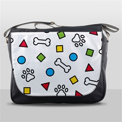 Dog Paw Seamless Pattern Footprint Bone Messenger Bag by Bangk1t