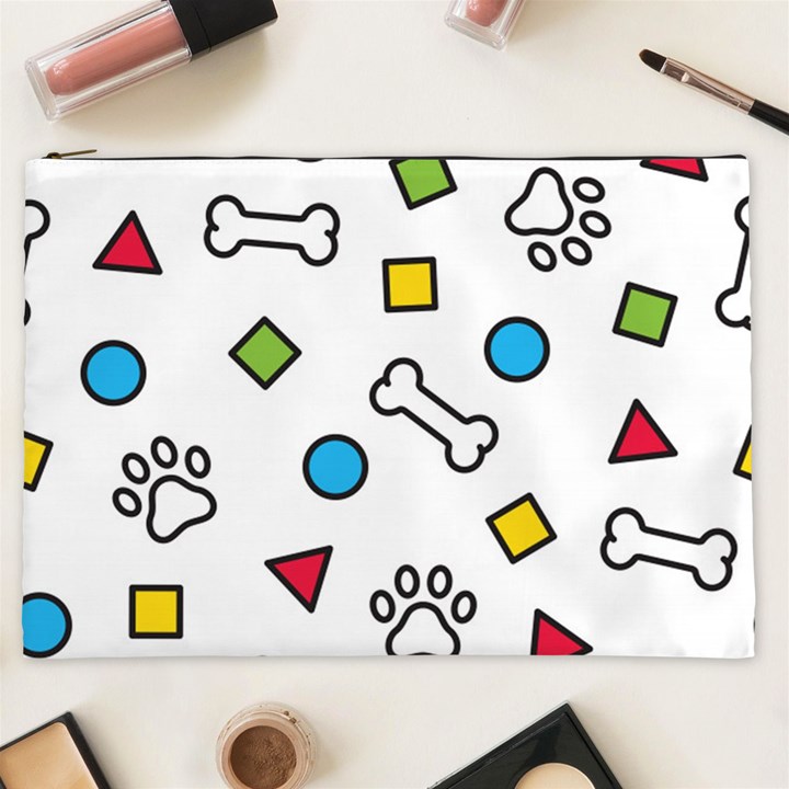 Dog Paw Seamless Pattern Footprint Bone Cosmetic Bag (XXL)