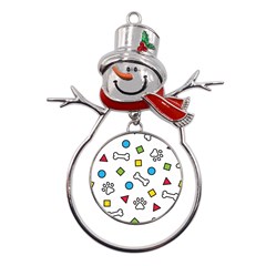 Dog Paw Seamless Pattern Footprint Bone Metal Snowman Ornament by Bangk1t