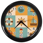 Nautical Elements Collection Wall Clock (Black) Front